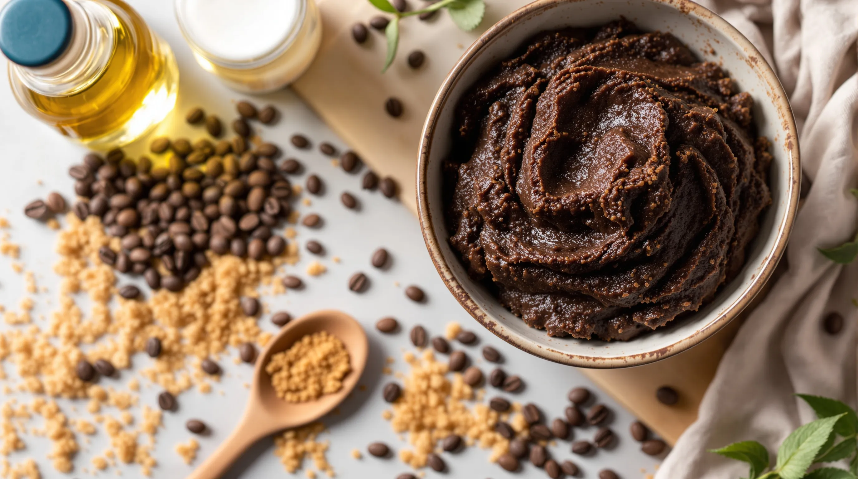 بشرة متوهجة في 10 دقائق: 5 وصفات طبيعية بالقهوة لتقشير الجسم (DIY)